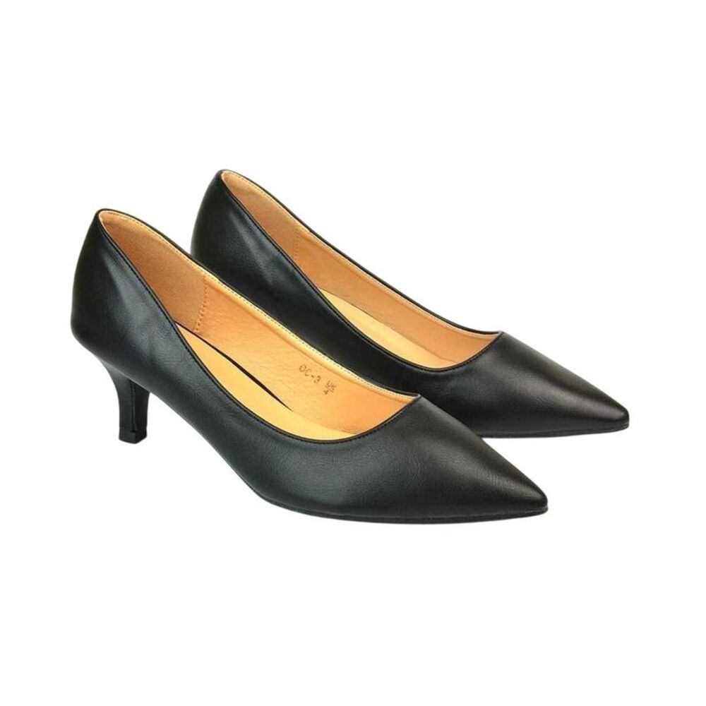 XY London Womens/Ladies Cali Low Kitten Heel Court Shoes / Black